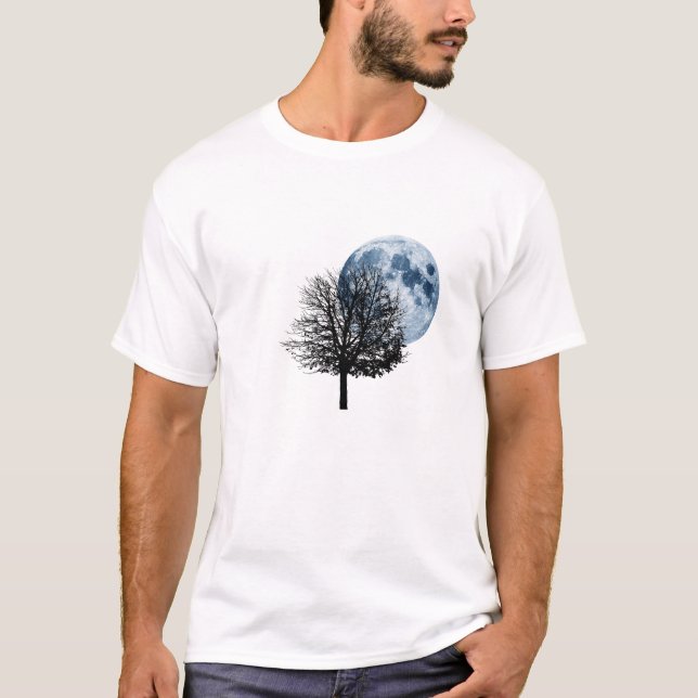 T-shirt Une fois dans une lune bleue - nature d'arbre de (Devant)