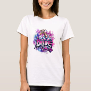 T-shirt Une Girafe Portant Un Pyjama Et Montant Un Skatebo