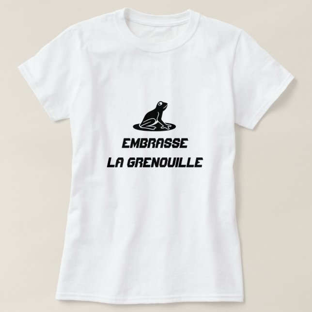 T-shirt Une grenouille avec le texte Embrasse la grenouill (Design devant)