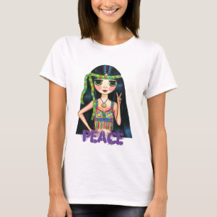 T-shirt Une hippie de la paix avec un veste et un bandeau 