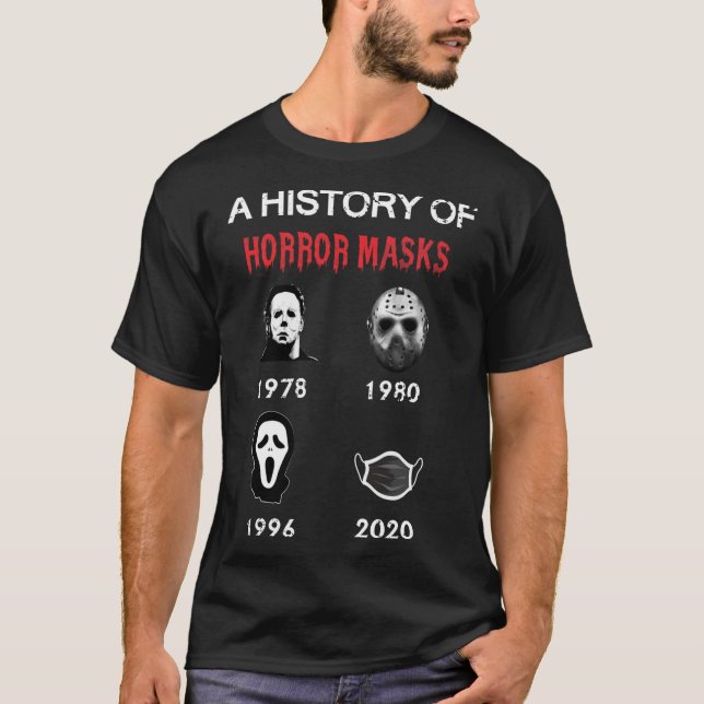 T-shirt une histoire des masques d'Halloween (Devant)