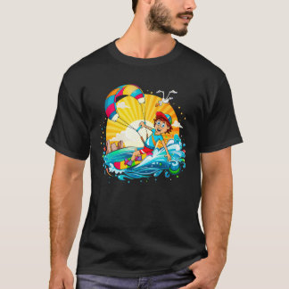T-shirt Une illustration de surfing de couleur douce.