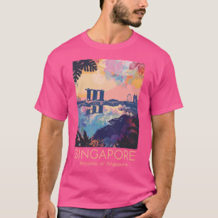 T-shirt Une Illustration De Voyage De Singapour - Républiq