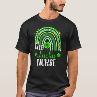 T-shirt Une infirmière chanceuse impression léopard arc-en