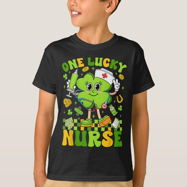 T-shirt Une infirmière chanceuse Saint-Patrick Shamrock Fe (Devant)