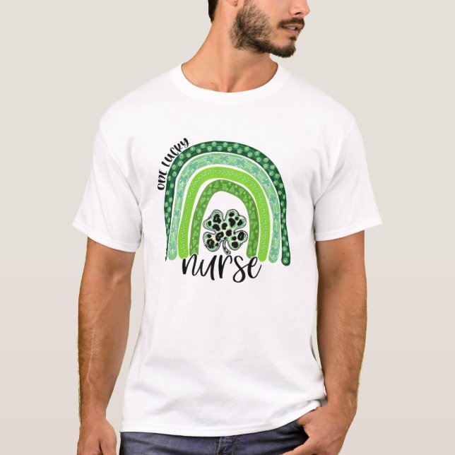 T-shirt Une infirmière chanceuse St. Patrick's Day Boho Ra (Devant)