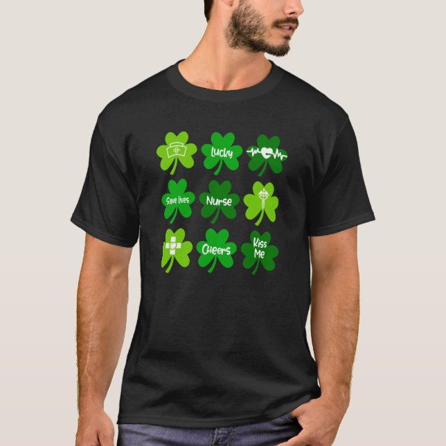 T-shirt Une infirmière Shamrock verte chanceuse St Patrick (Devant)