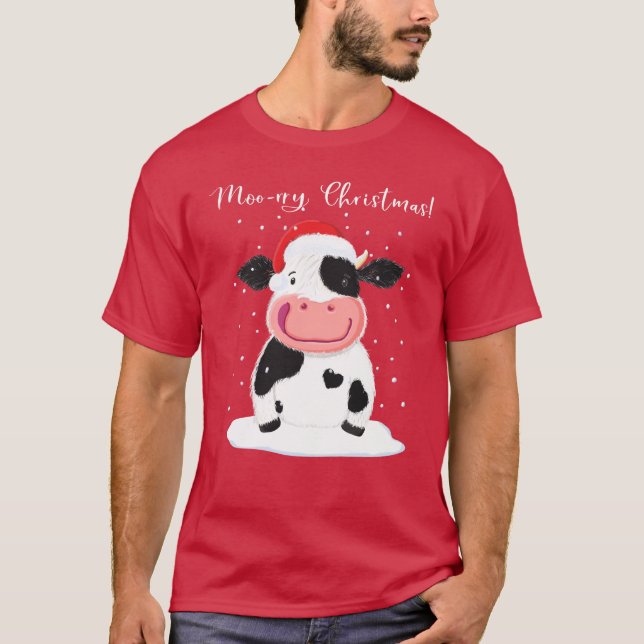T-shirt Une Jolie Vache Holstein Vous Souhaite Un Joyeux N (Devant)