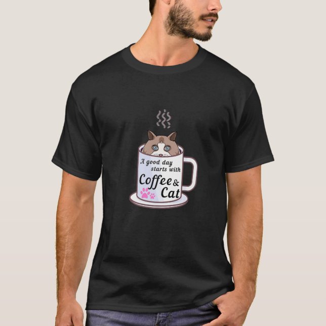 T-shirt Une Journée Commence Avec Du Café (Devant)