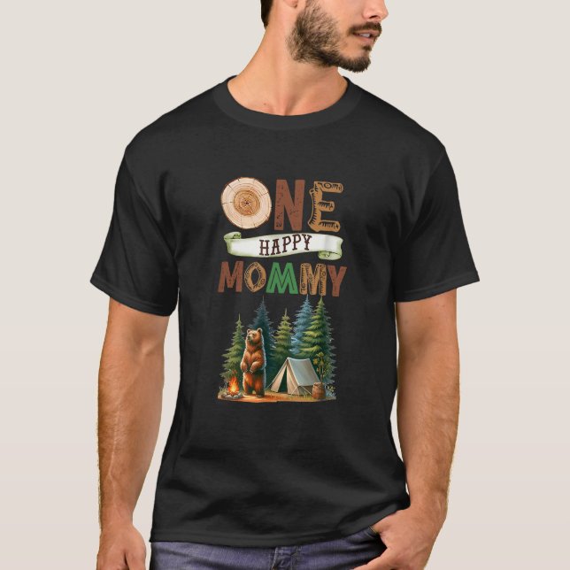 T-shirt Une joyeuse maman Camper Premier Anniversaire Camp (Devant)