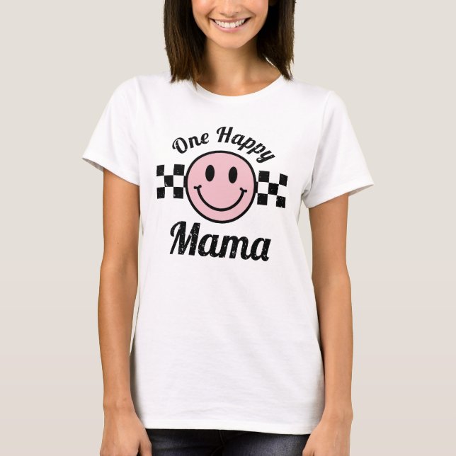 T-shirt Une joyeuse maman rose joyeux sourire assorti à l' (Devant)
