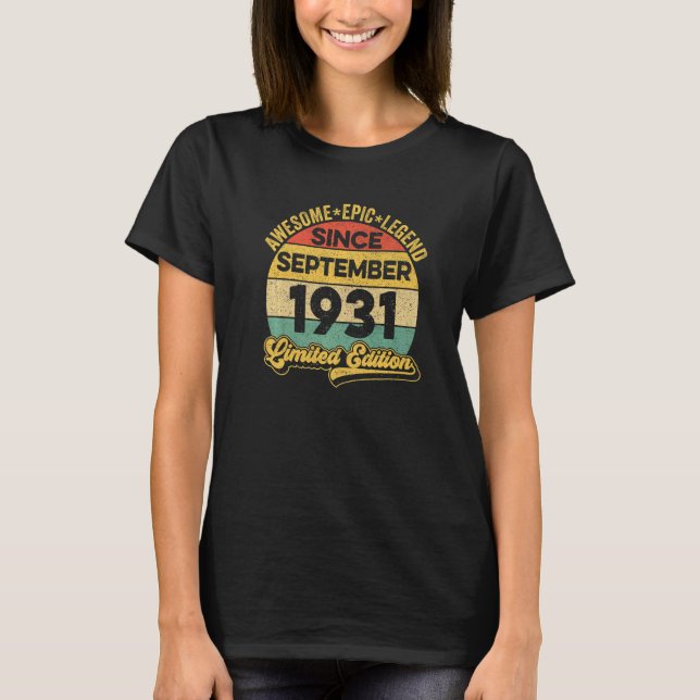 T-shirt Une légende incroyable depuis septembre 1931 91e a (Devant)