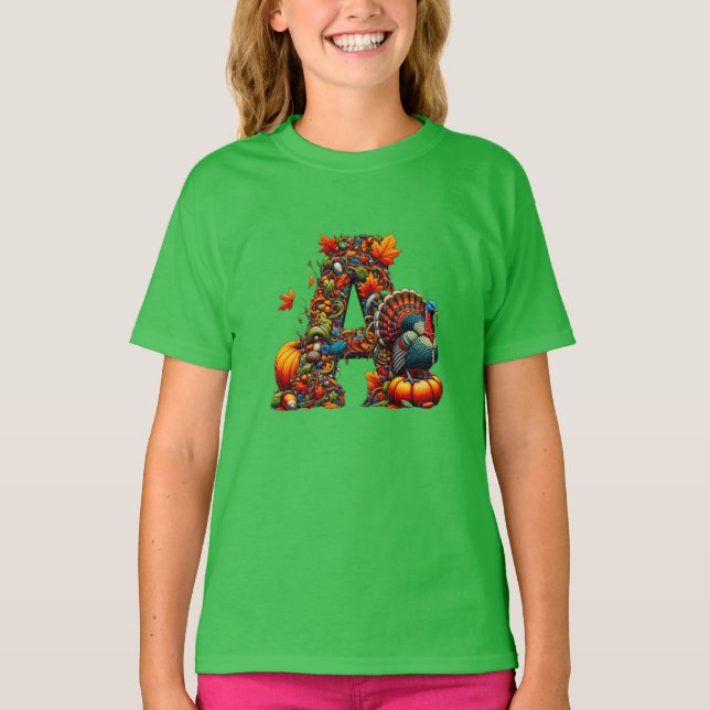 T-shirt Une lettre A dans le style de Thanksgiving (Devant)