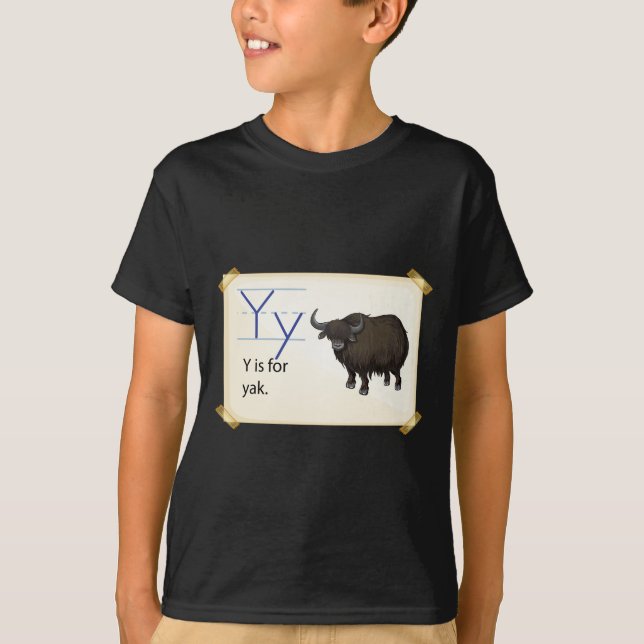 T-shirt Une lettre Y pour des yaks (Devant)