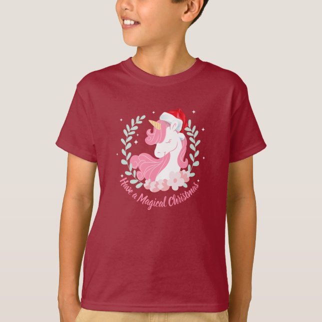 T-shirt Une licorne magique de Noël | Chemise (Devant)