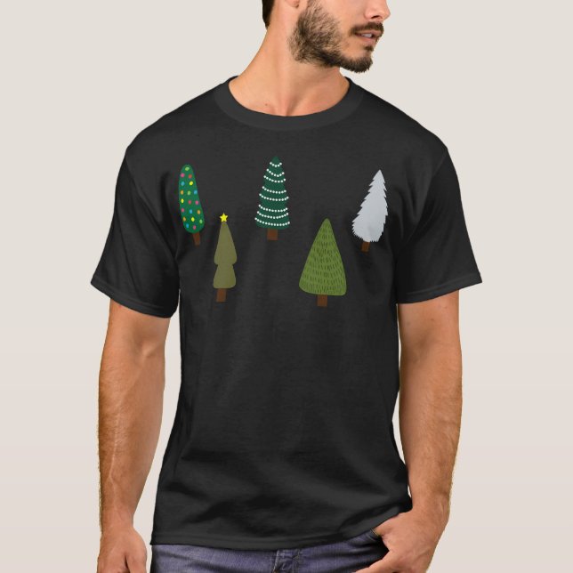 T-shirt Une Ligne D'Arbres De Noël (Devant)