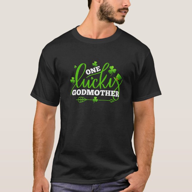 T-shirt Une Lucky Godmère Shamrock Cadeaux Jour de la Sain (Devant)