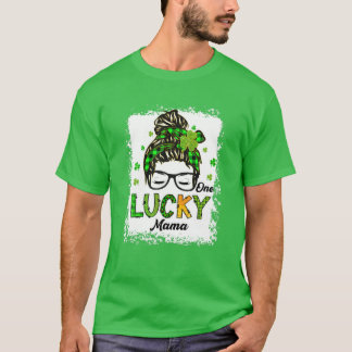 T-shirt Une Lucky Mama Messy Bun Cheveux Bleached Saint Pa
