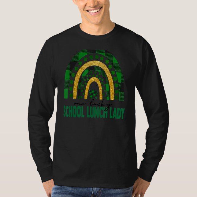 T-shirt Une Lucky School Lunch Lady Rainbow St patrick Da (Devant)