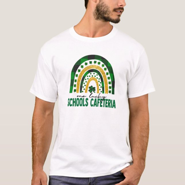 T-shirt Une Lucky Schools Cafeteria Rainbow St patrick Da (Devant)