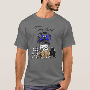 T-shirt Une maman aimée Maman Vie Messy Leopard Bun Mère