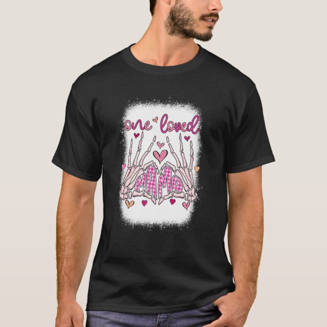 T-shirt Une maman aimée Skeleton Heart Bleached Valentine (Devant)