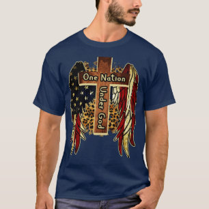 T-shirt Une nation sous Dieu 4 juillet Croix Patriote