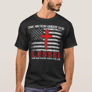 T-shirt Une nation sous Dieu Béni Patriotique Chrétien
