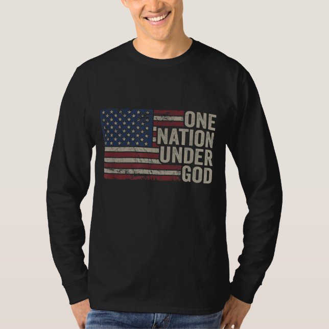 T-shirt UNE NATION SOUS DIEU - Christian USA Amérique Vint (Devant)
