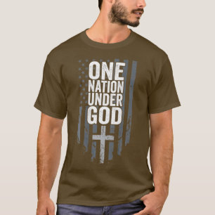 T-shirt UNE NATION SOUS DIEU Christian USA Drapeau croisé