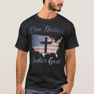 T-shirt Une nation sous Dieu Croix chrétienne américaine