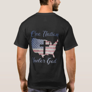 T-shirt Une nation sous Dieu Croix chrétienne drapeau amér