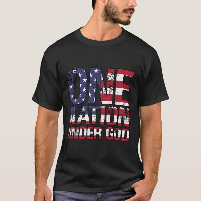 T-shirt Une nation sous Dieu Drapeau 4 juillet Patriotique (Devant)