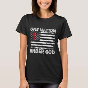 T-shirt Une nation sous Dieu Drapeau 4 juillet Patriotique