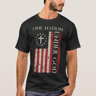 T-shirt Une nation sous Dieu Drapeau américain 4 juillet