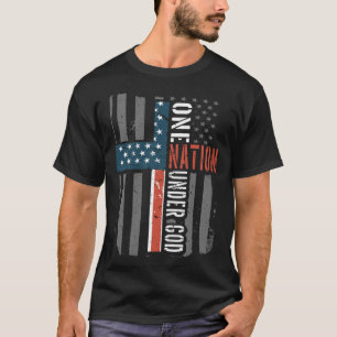 T-shirt Une nation sous Dieu drapeau américain Jésus Croix