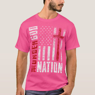 T-shirt Une Nation Sous Dieu Jésus Américain Drapeau Croix