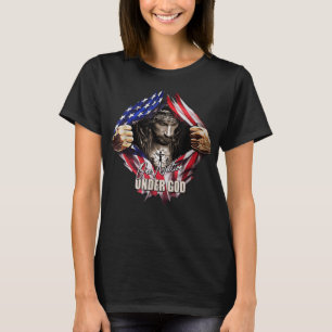 T-shirt Une nation sous Dieu Jésus Art US Drapeau Christia