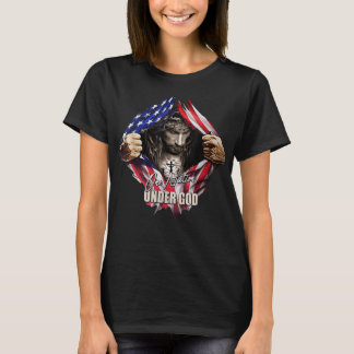 T-shirt Une nation sous Dieu Jésus Art US Drapeau Christia