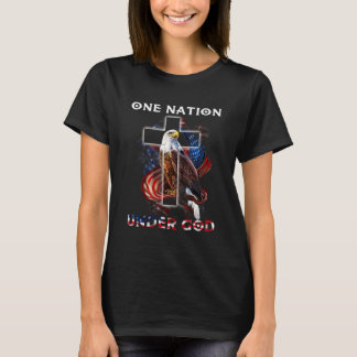 T-shirt Une nation sous Dieu Jésus Croix Bald Eagle 4e de
