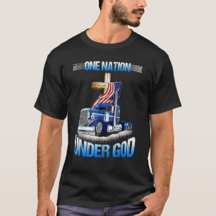 T-shirt Une Nation Sous Dieu Jésus Croix Usa Drapeau Camio