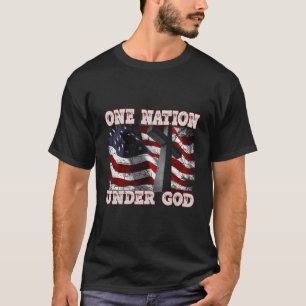T-shirt Une nation sous Dieu La Croix Patriotique Chrétien