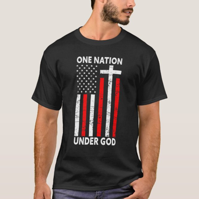 T-shirt Une Nation Sous Dieu La Foi Américaine Usa 4th Of (Devant)