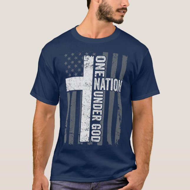 T-shirt UNE NATION SOUS DIEU Patriotique Christian USA (Devant)