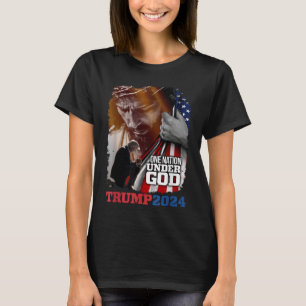 T-shirt Une nation sous Dieu Président Trump 2024 Amérique