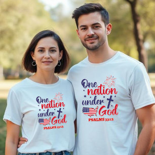 T-shirt Une nation sous Dieu - Psaumes croisés 33:12 Unise