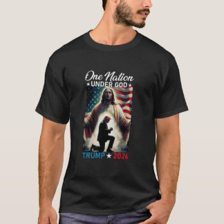 T-shirt Une nation sous Dieu Trump 2024 Dieu drapeau améri