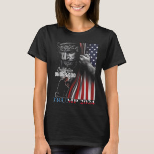 T-shirt Une nation sous Dieu Trump 2024 Dieu drapeau améri
