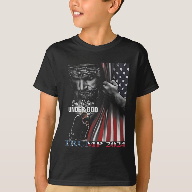 T-shirt Une nation sous Dieu Trump 2024 Dieu Drapeau améri (Devant)