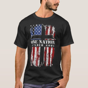 T-shirt Une nation sous la croix de Dieu Drapeau américain